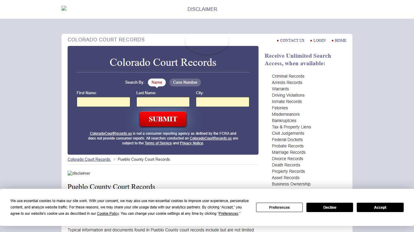 Pueblo County Court Records | ColoradoCourtRecords.us